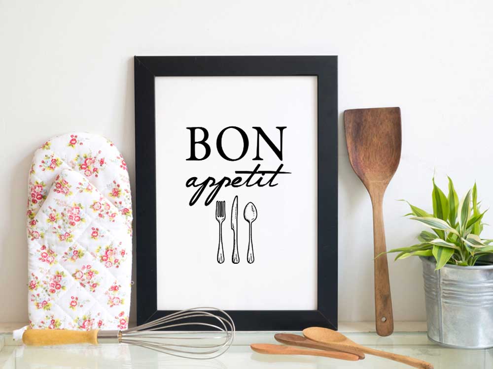 Kunstdruck mit Spruch - Küche - Bon appetit - KD-00124-M/L