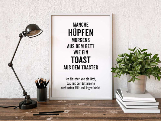 Kunstdruck mit Spruch - Morgenmuffel - Toast - KD-00219-M/L